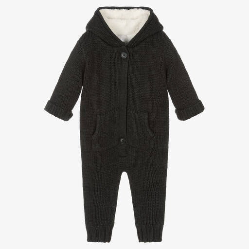 The Little Tailor-Grey Cotton Knitted Pramsuit | Childrensalon Outlet