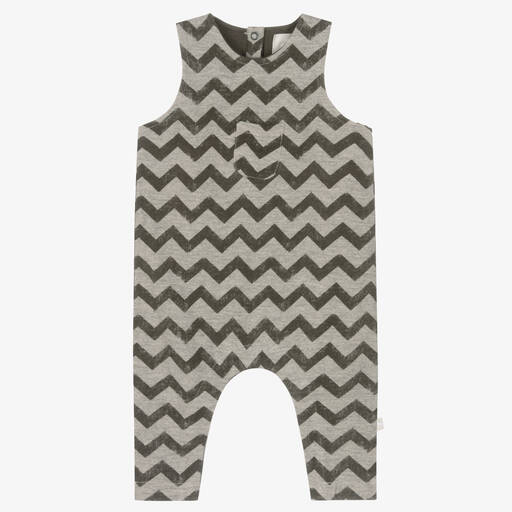 The Little Tailor-Grey Cotton Zigzag Dungarees | Childrensalon Outlet