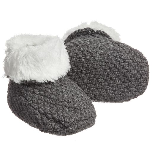The Little Tailor-Grey Knitted Baby Booties | Childrensalon Outlet
