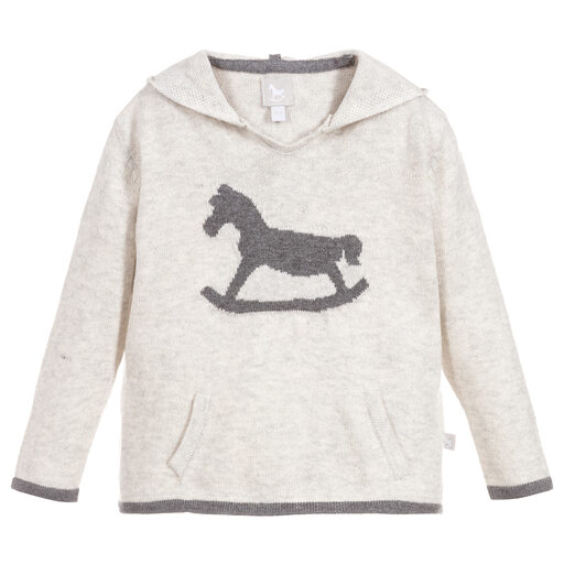 The Little Tailor-Grey Knitted Hooded Sweater | Childrensalon Outlet