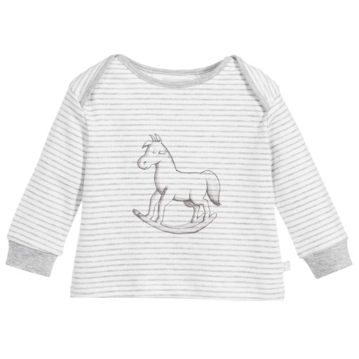 The Little Tailor-Grey Striped Cotton Baby Top | Childrensalon Outlet
