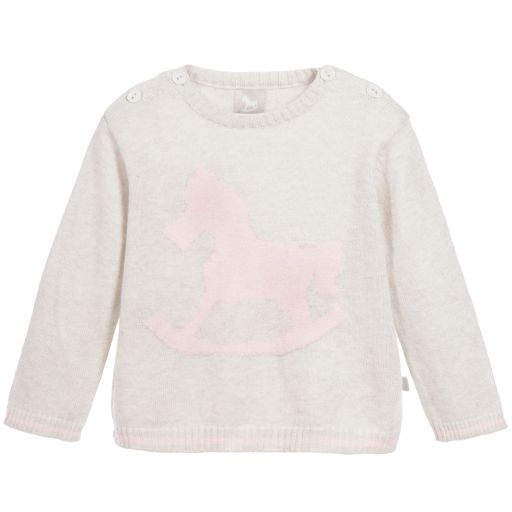 The Little Tailor-Pale Grey Knitted Baby Sweater | Childrensalon Outlet