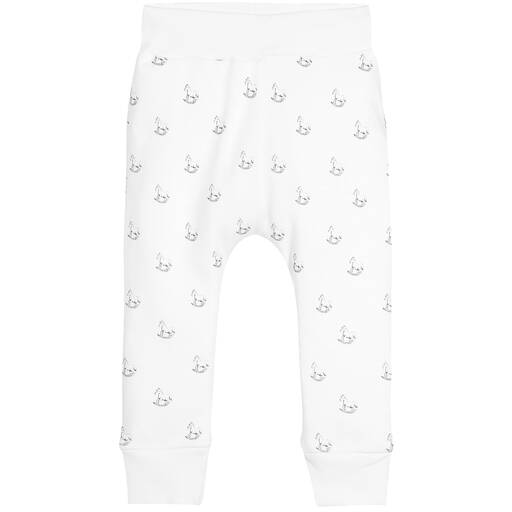 The Little Tailor-White Jersey Rocking Horse Baby Trousers | Childrensalon Outlet