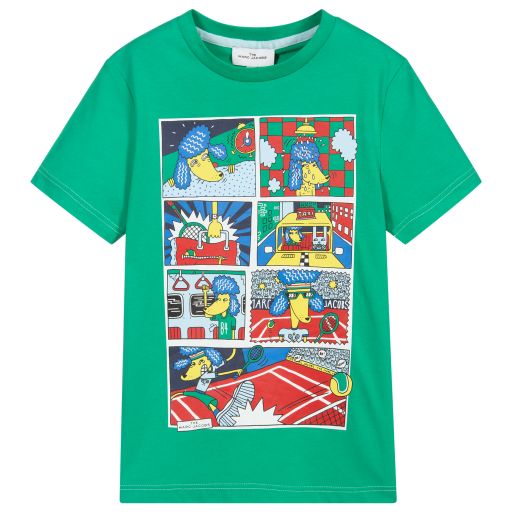 MARC JACOBS-Green Comic Strip T-Shirt | Childrensalon Outlet