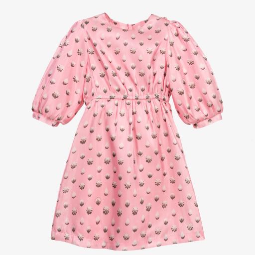 MARC JACOBS-Pink Printed Satin Dress  | Childrensalon Outlet