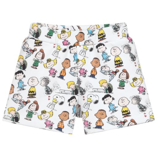 MARC JACOBS- White Jersey Peanuts Shorts | Childrensalon Outlet