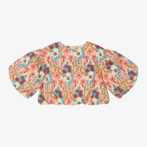 The Middle Daughter-Girls Coral Floral Cotton Top | Childrensalon Outlet