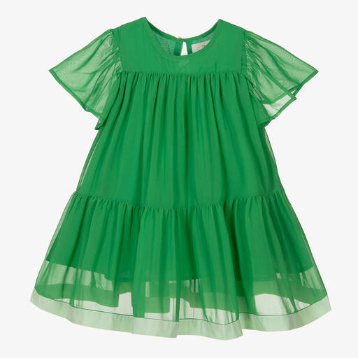 The Middle Daughter-Girls Green Chiffon Dress | Childrensalon Outlet