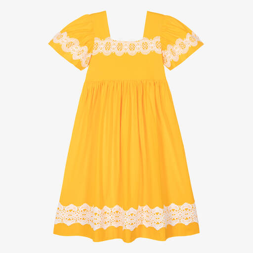 The Middle Daughter-Teen Girls Orange Cotton Dress | Childrensalon Outlet
