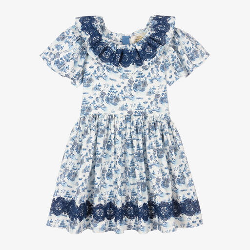 The Middle Daughter-Teen Girls White & Blue Willow Pattern Dress | Childrensalon Outlet