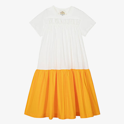 The Middle Daughter-Teen Girls White & Orange Tiered Dress | Childrensalon Outlet