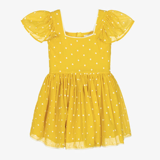 The Middle Daughter-Teen Girls Yellow Cotton Polka Dot Dress | Childrensalon Outlet