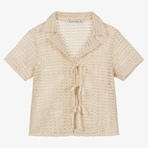 The New Society-Beiges Häkelhemd für Mädchen | Childrensalon Outlet
