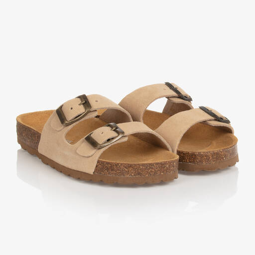 The New Society-Girls Beige Suede Strap Sandals | Childrensalon Outlet