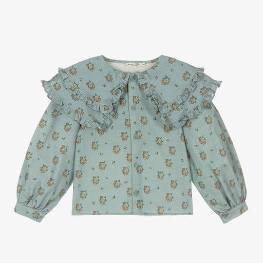 The New Society-Blouse bleue en coton à fleurs | Childrensalon Outlet