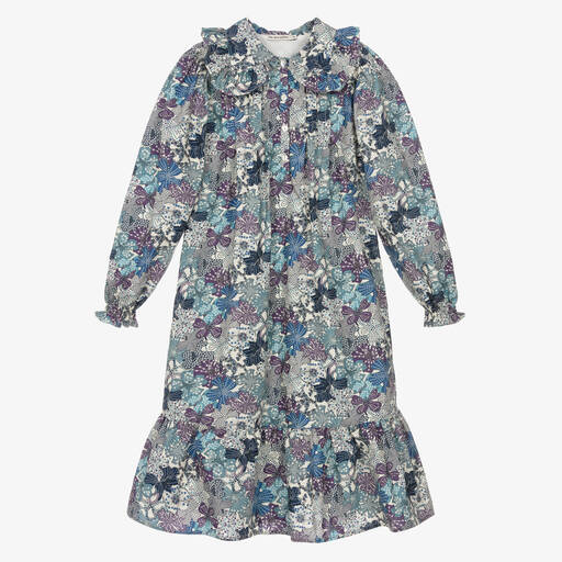 The New Society-Robe coton bleu à imprimé Liberty | Childrensalon Outlet