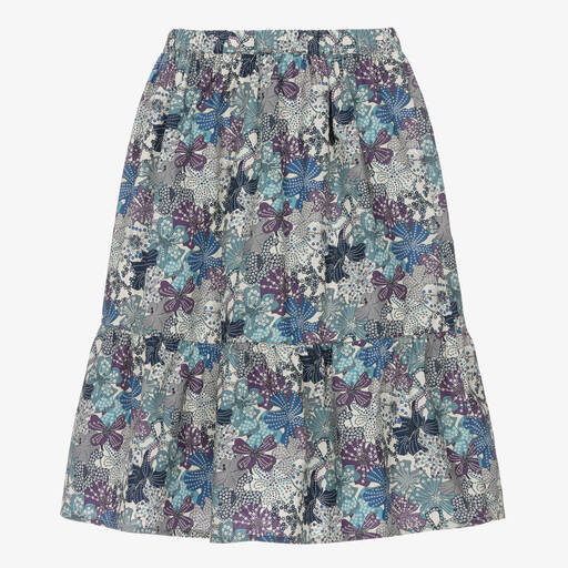 The New Society-Girls Blue Liberty Print Cotton Skirt | Childrensalon Outlet