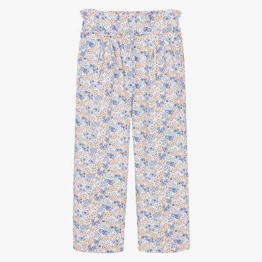 The New Society-Girls Blue & Pink Floral Cotton Trousers | Childrensalon Outlet