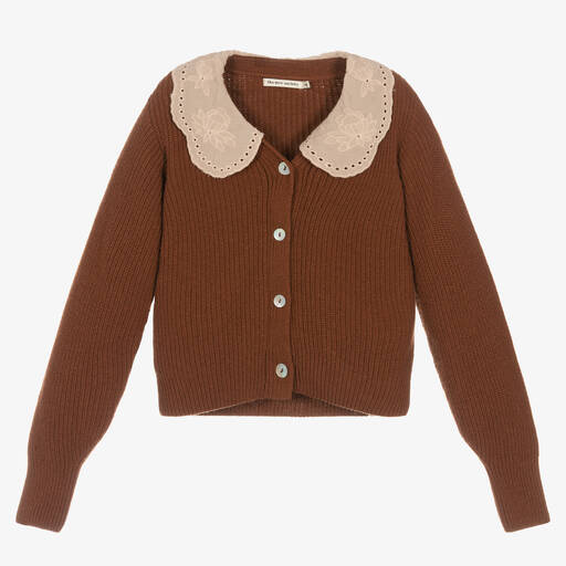 The New Society-Girls Brown Wool & Cashmere Cardigan | Childrensalon Outlet
