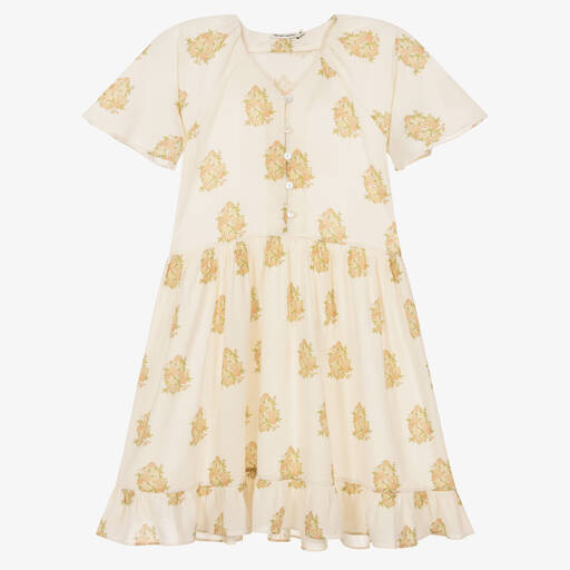 The New Society-Girls Ivory Cotton Floral Dress | Childrensalon Outlet