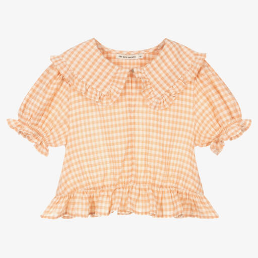 The New Society-Girls Pink Check Cotton Blouse | Childrensalon Outlet
