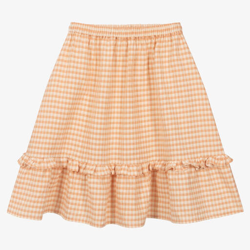 The New Society-Girls Pink Check Cotton Skirt | Childrensalon Outlet