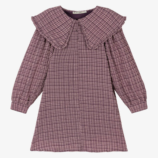 The New Society-Girls Pink & Purple Check Seersucker Dress | Childrensalon Outlet