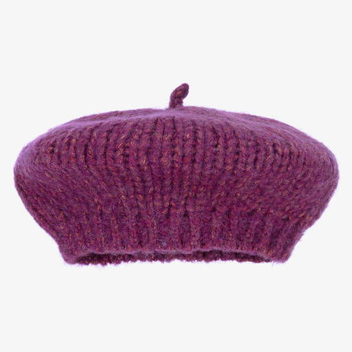 The New Society-Girls Purple Chunky Knit Beret | Childrensalon Outlet