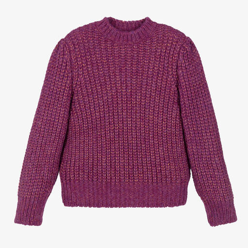 The New Society-Pull violet en maille épaisse fille | Childrensalon Outlet