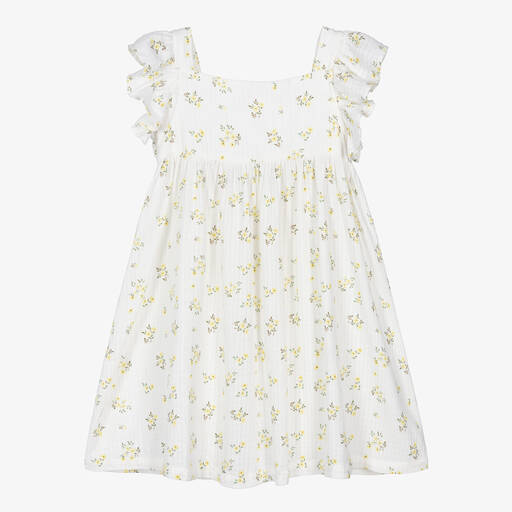 The New Society-Girls White Floral Cotton Dress | Childrensalon Outlet