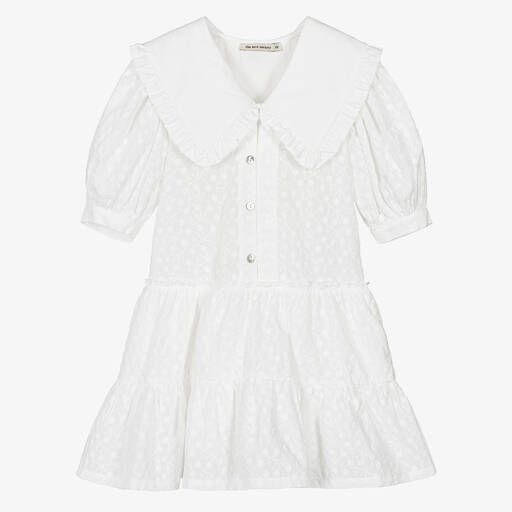 The New Society-Girls White Floral Embroidered Dress | Childrensalon Outlet