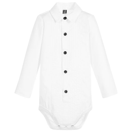 The Tiny Universe-Baby Boys Ivory Tuxedo Bodysuit | Childrensalon Outlet