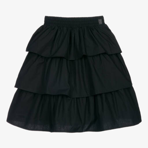 The Tiny Universe-Black Ruffled Cotton Skirt | Childrensalon Outlet