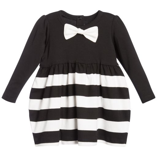 The Tiny Universe-Black 'Tiny Waves' Cotton Jersey Dress | Childrensalon Outlet
