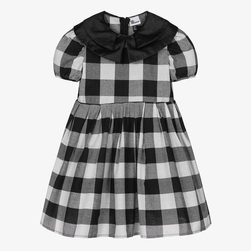 The Tiny Universe-Girls Black Check Dress | Childrensalon Outlet