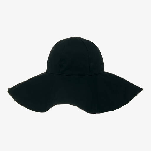 The Tiny Universe-Girls Black Cotton Adjustable Sun Hat | Childrensalon Outlet