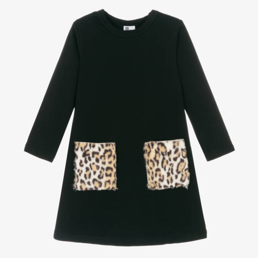 The Tiny Universe-Girls Black Cotton Jersey Dress | Childrensalon Outlet
