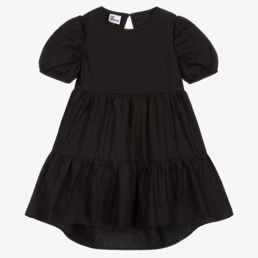 The Tiny Universe-Girls Black Cotton Poplin Short-Sleeved Dress | Childrensalon Outlet