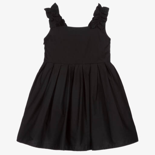The Tiny Universe-Girls Black Cotton Poplin Sleeveless Dress | Childrensalon Outlet