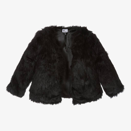 The Tiny Universe-Girls Black Faux Fur Jacket | Childrensalon Outlet