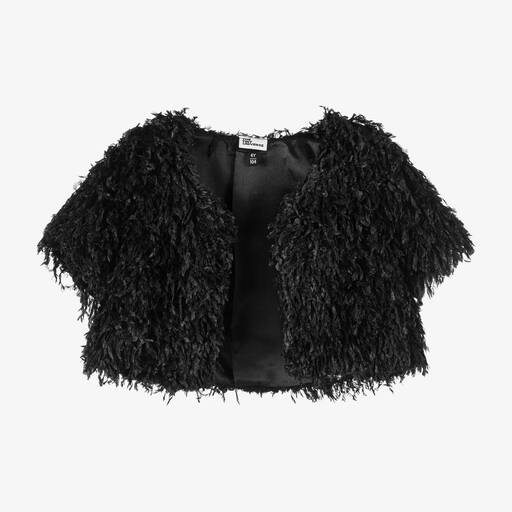 The Tiny Universe-Girls Black Fluffy Faux Feather Cardigan | Childrensalon Outlet