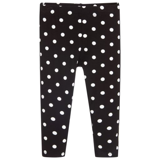 The Tiny Universe-Girls Black Polka Dot Leggings | Childrensalon Outlet