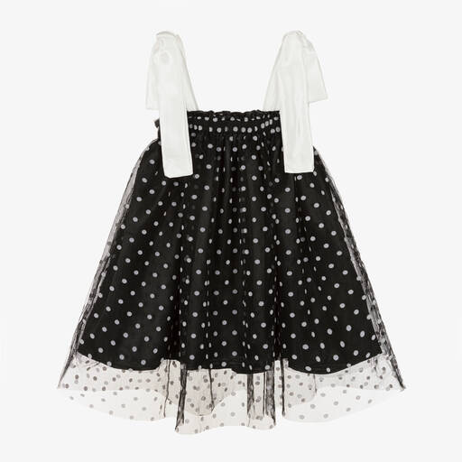The Tiny Universe-Girls Black Polka Dot Tulle Dress | Childrensalon Outlet
