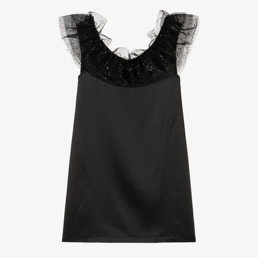 The Tiny Universe-Girls Black Ruffle Collar Dress | Childrensalon Outlet