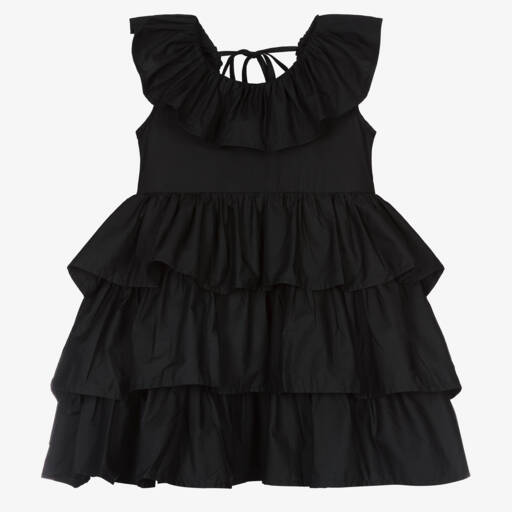 The Tiny Universe-Girls Black Ruffle Dress | Childrensalon Outlet