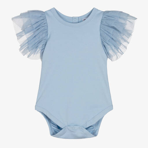 The Tiny Universe-Girls Blue Organic Cotton Bodysuit | Childrensalon Outlet