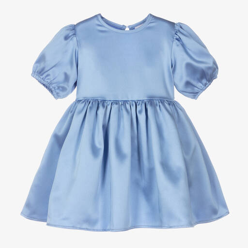 The Tiny Universe-Girls Blue Satin Sash Dress | Childrensalon Outlet