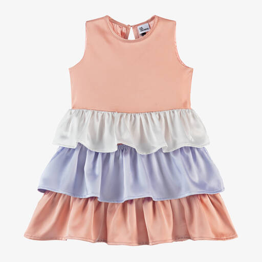 The Tiny Universe-Girls Copper Pink Satin Ruffle Dress | Childrensalon Outlet