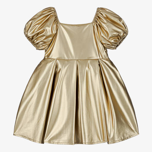 The Tiny Universe-Girls Gold Satin Party Dress | Childrensalon Outlet