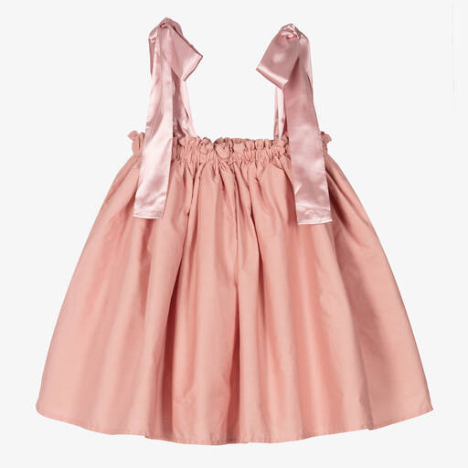 The Tiny Universe-Girls Pink Cotton Poplin Dress | Childrensalon Outlet